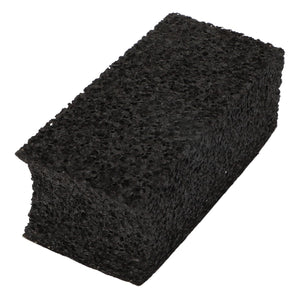 Introducing the AGCO | Foam - Acp0667330: a black abrasive scrub sponge with a rough texture, ideal for thorough cleaning tasks.