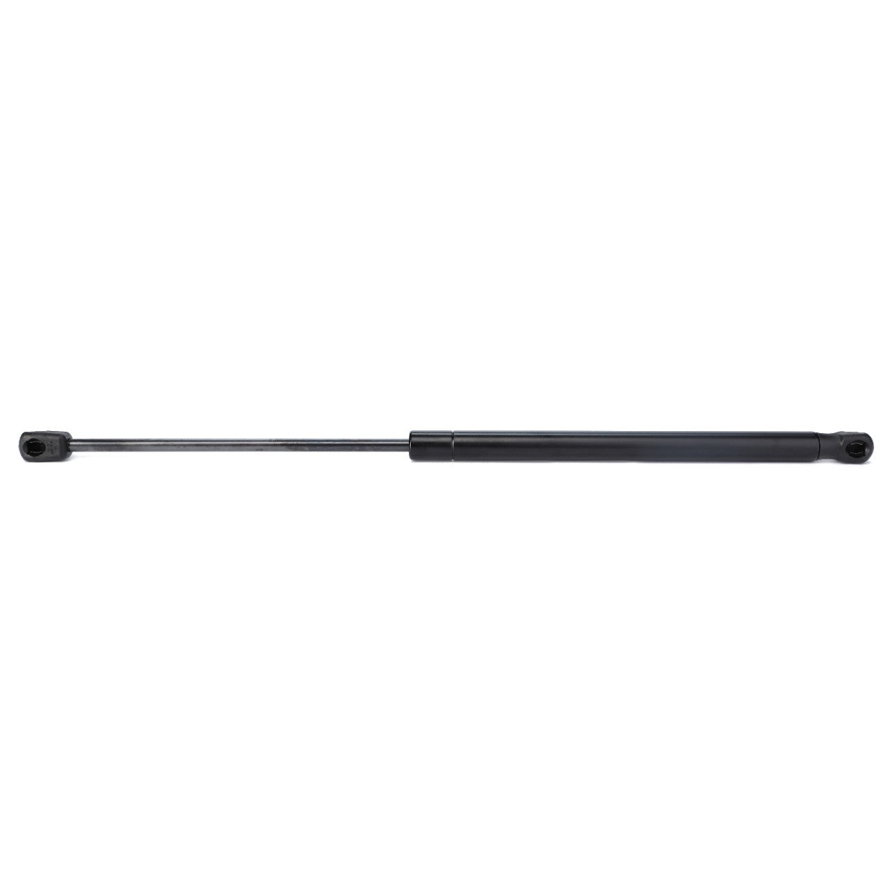 The AGCO Genuine Gas Strut, Engine Cooling - 4284521M2, featuring black gas struts with connectors at both ends, is designed to assist with opening and closing mechanisms. This reliable component is ideal for use with Valtra Models and Massey Ferguson Models.