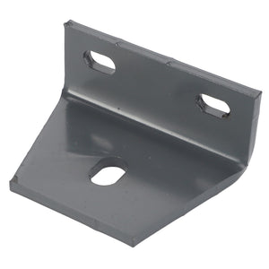 Close-up of the AGCO Bearing Carrier - D28480356, a gray metal bracket equipped with three mounting holes—two elongated at the top and one centered at the bottom—designed for mounting and structural support. No current product description information available.