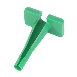 Introducing the AGCO | EXTRACTION TOOL - AG714631, a vibrant green plastic utensil featuring two flat prongs and a comfortable handle.