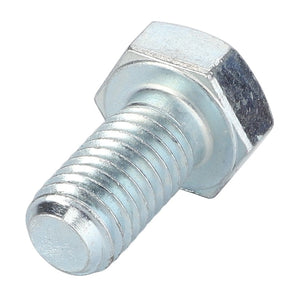 A detailed close-up image of the AGCO | Screw - Al5002076, featuring a metallic hex bolt with a partially threaded shaft and a flat hexagonal head. This bolt, often utilized in Fendt machinery, showcases a shiny, reflective surface.