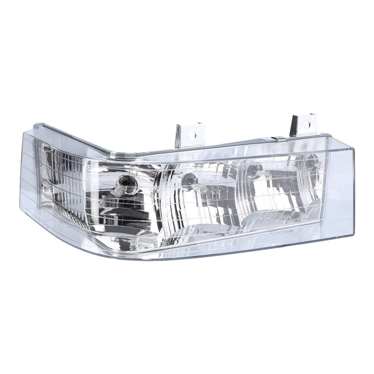 A clear, rectangular AGCO headlight for the right side, model AG421136, featuring two mounting brackets on the top and crafted from durable and reliable parts.