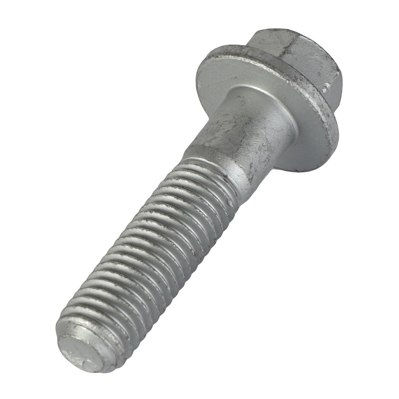 A close-up image of the AGCO Hex Flange Head Machine Screw - Acw1040950 showcases its threaded shank and built-in washer. The screw has a slightly worn and tarnished appearance, adding to its utilitarian charm.