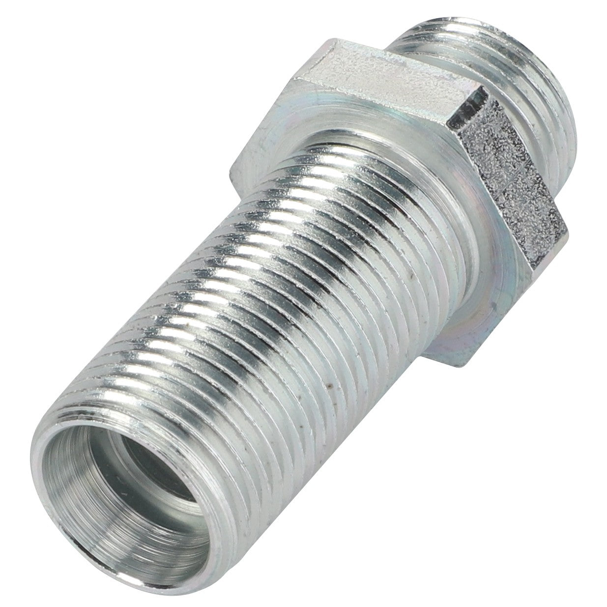 A close-up image of the AGCO Straight Bulkhead Union (Acw1635600), showcasing its threaded metal pipe fitting and hexagonal bolt head. No current product description information available.