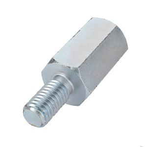 The AGCO | ADAPTER - D28185112 is a metal hexagonal standoff featuring one threaded end. No additional product description information is available.