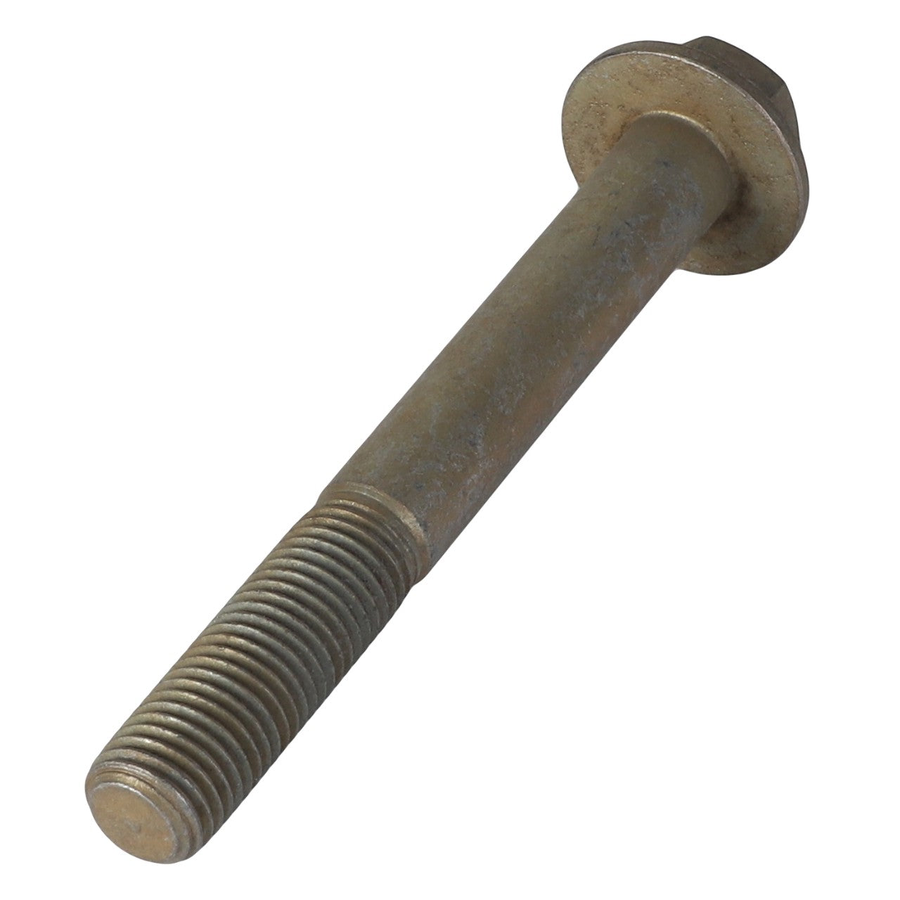 The AGCO Hexagon Flange Bolt - 3009248X1 is a durable metal bolt equipped with a partially threaded shaft and an integrated washer flange. It features a hexagonal head for easy tightening.