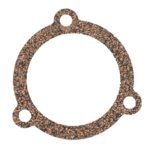 A round cork gasket branded by AGCO, featuring the model number V836129946, has two small holes and one larger hole evenly spaced around its perimeter. No current product description available.