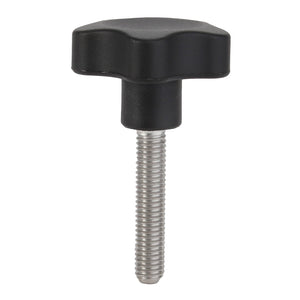 A black star knob with a silver threaded screw, known as the AGCO Knob - Acw1758510. Currently, there is no additional product description information available.