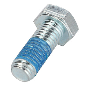 Close-up of the AGCO Hex Head Bolt - 0901-30-88-00, 37mm, with a partially visible blue thread coating, against a plain white background.