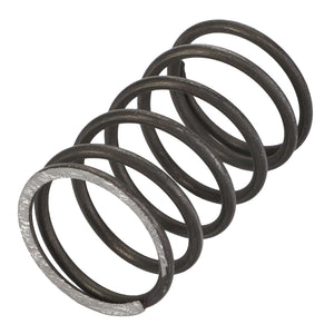 Close-up image of the AGCO | Spring - Acp0676350, a single metal compression spring from AGCO, featuring a dark matte finish and approximately five coils in height, set against a plain white background.