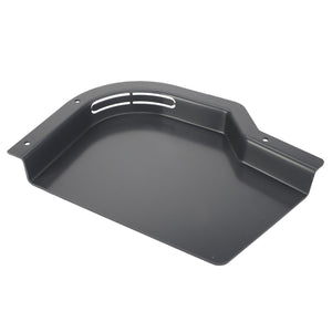 The AGCO | Panel - Acp0673140 by AGCO is a black metal tray featuring a raised edge and vent openings on one side, specifically designed for use with certain equipment or in industrial settings. No current product description available.