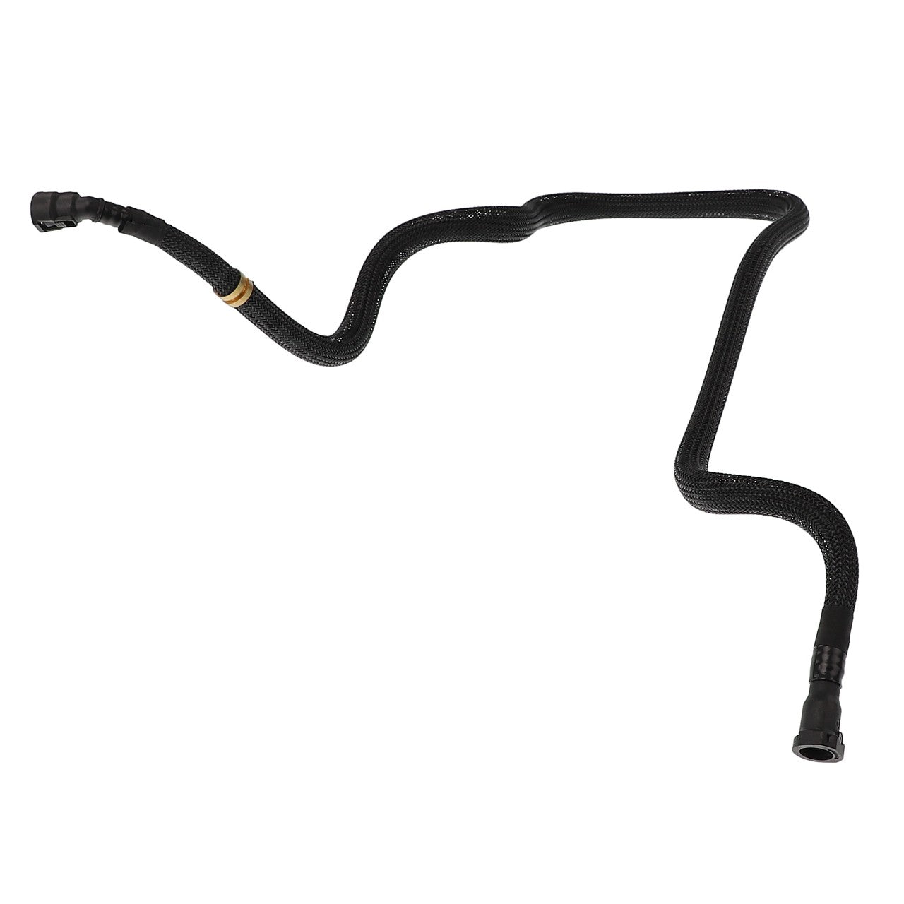 Introducing the AGCO | Pipe - Acw0743000, a black, flexible, and curvy rubber hose complete with connectors on both ends. Manufactured by AGCO.