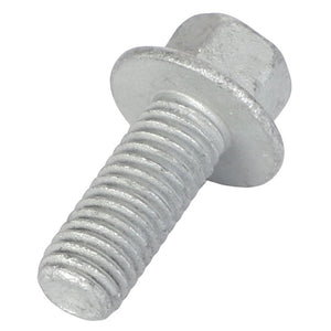 The AGCO Hexagon Flange Bolt - Acw1041210 is a silver screw with a hexagonal head, featuring both a threaded shaft and an integrated washer.