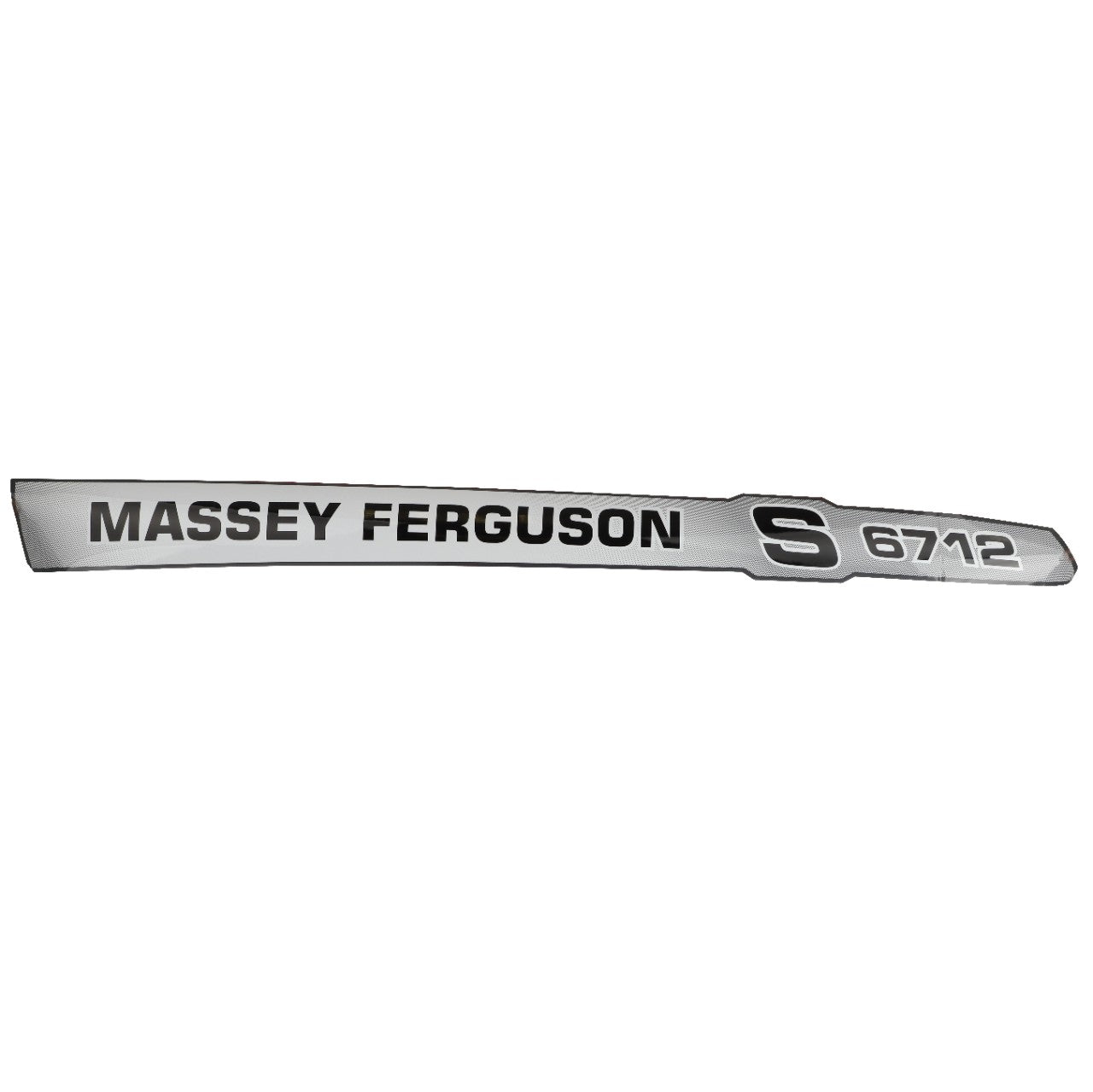 An AGCO decal, model Acw3587140, in black and silver designed for the Massey Ferguson S 6712 tractor. No current product description information is available for this stylish accessory.