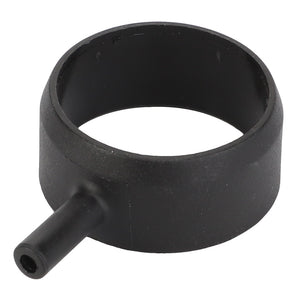 The AGCO | VALVE - AG639334 is a black plastic ring-shaped component featuring a small cylindrical extension on one side.