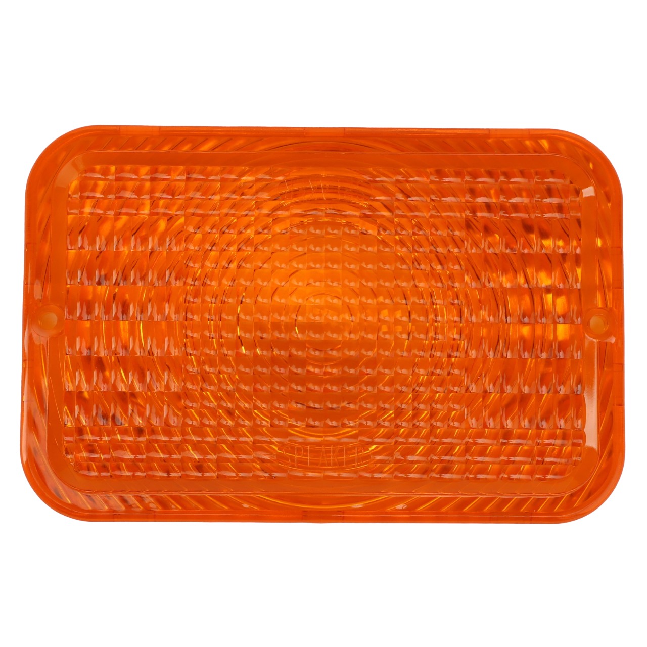 The AGCO | LENS - AG060003 is an orange rectangular reflector with a textured surface and a circular pattern in the center.