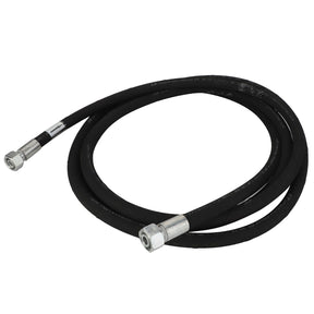 A coiled AGCO hydraulic hose, model ACP0532840, in black, equipped with durable metal fittings on both ends.