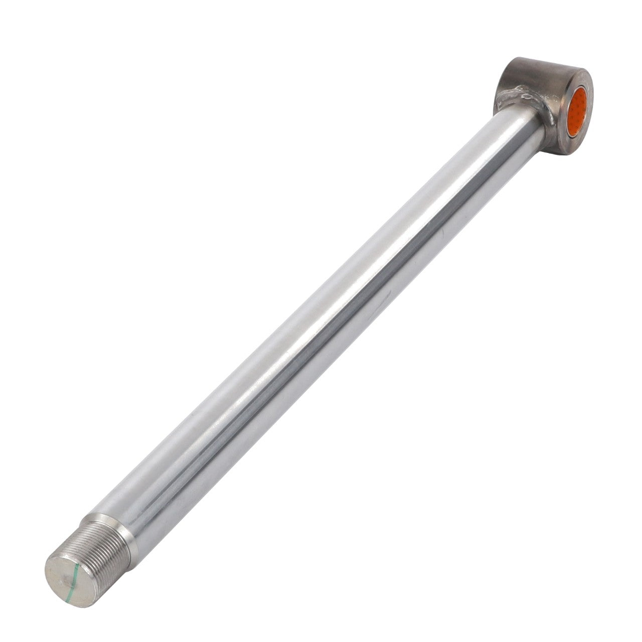 No current product description available for the AGCO CYLINDER ROD - AL12712823, a cylindrical metallic rod with threaded ends and a circular red seal at one end.