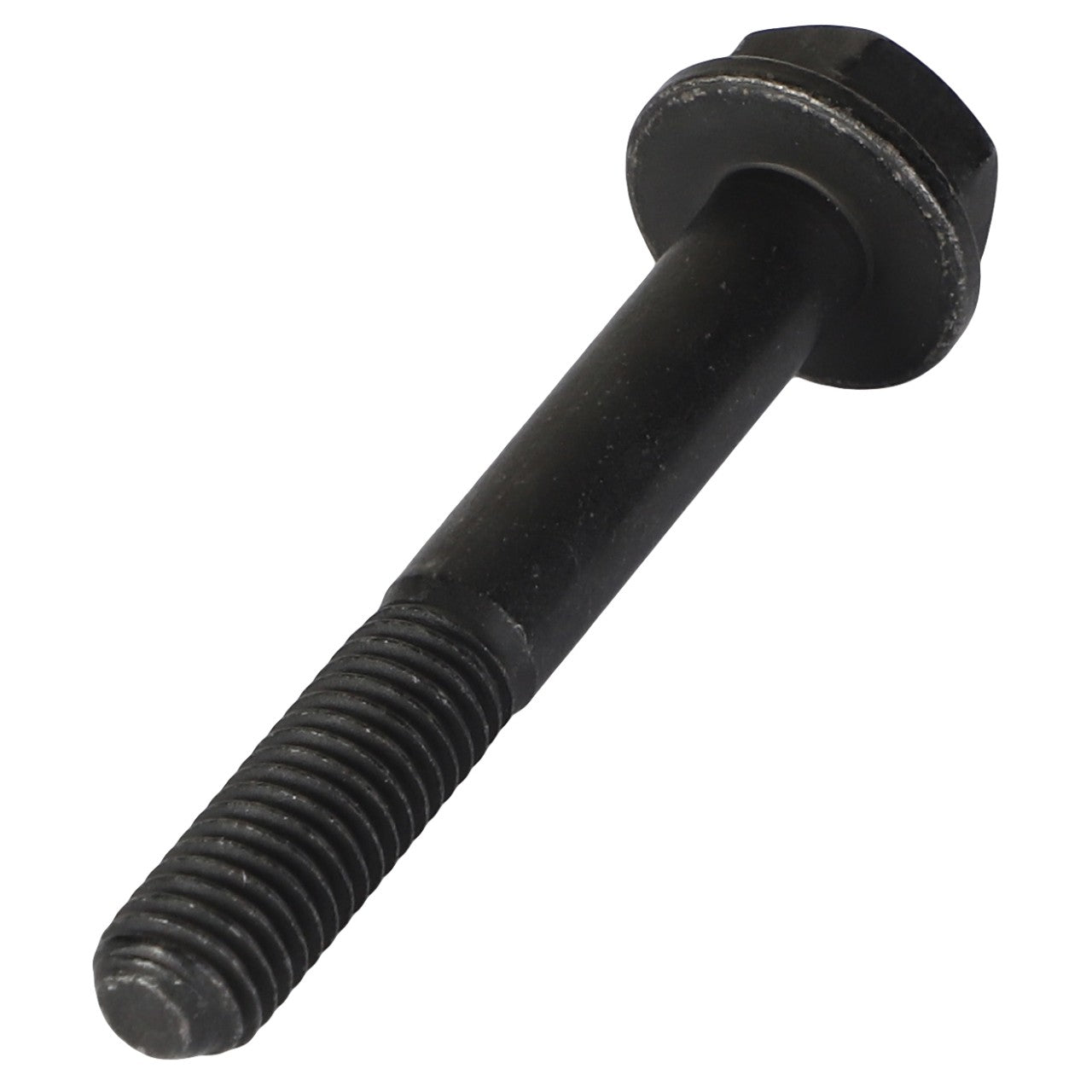 A close-up image of the AGCO Hexagon Flange Bolt (Acw3030970), featuring a black threaded shaft and a washer near the head. No current product description information is available.