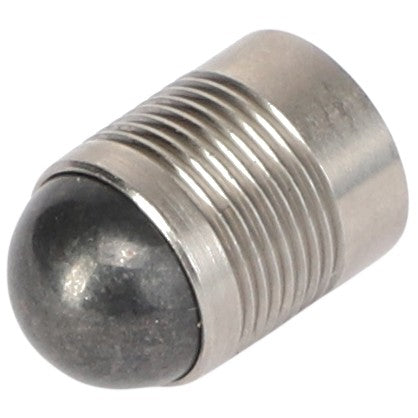 Close-up of the AGCO | EXPANDER PLUG - AG717101, a cylindrical metallic industrial component featuring a threaded section and a smooth, rounded end.