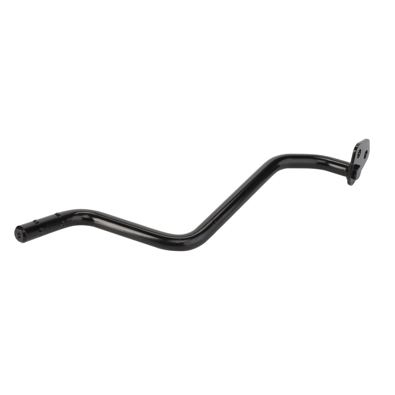 The AGCO Lever - Acp0671770 is a sleek, black curved metal rod featuring convenient mounting holes at both ends.