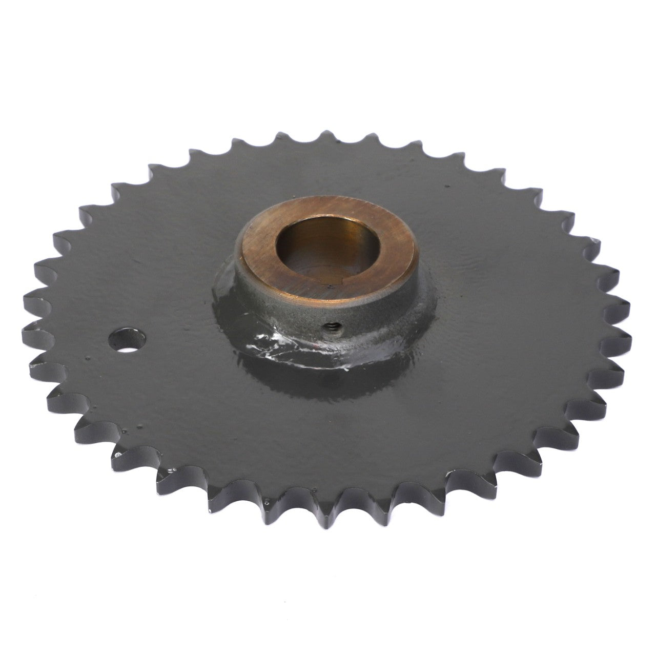 A metallic sprocket with a central hole and uniformly spaced teeth around its edge is available under the product name AGCO | Sprocket - Acx2599860 by the brand AGCO.