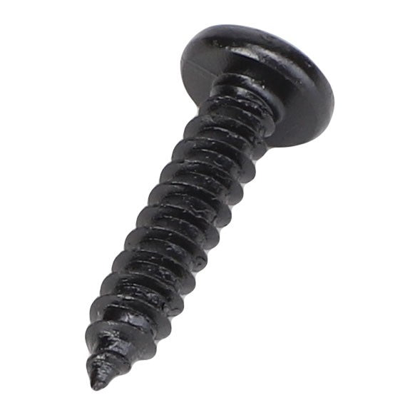 Close-up view of the AGCO Pan Head Screw - Acx2549480, a black self-tapping screw with a threaded shaft and pointed tip. No current product description information is available beyond this visual detail.