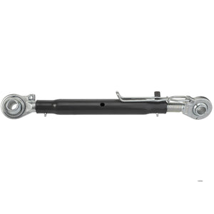 The AGCO | Top Link, Ball End, Cat 2 - Acw877209A by AGCO features a black central body with two adjustable end fittings, making it ideal for hitch and linkage components.