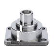 The AGCO King Pin - F743300020270 is a metallic, cylindrical mechanical part featuring a flange base with four mounting holes, meticulously designed for superior durability.