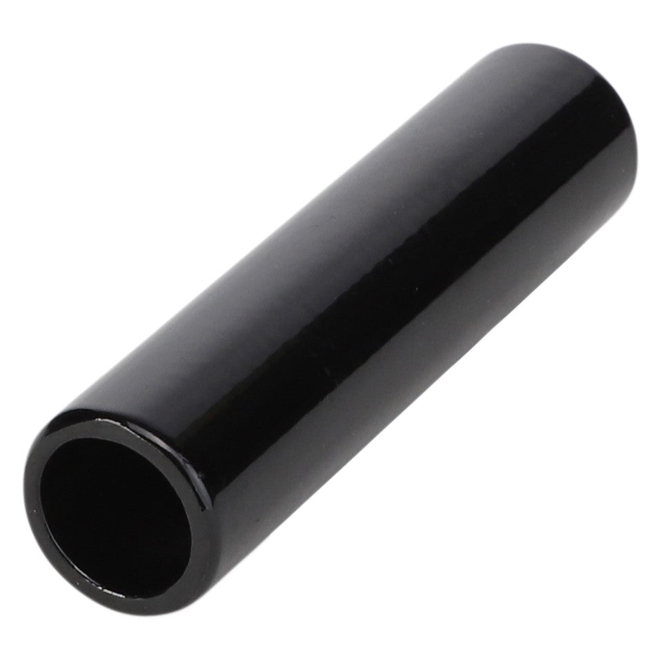 Introducing the AGCO | BUSH - E65167, a cylindrical black metal pipe with a hollow center and smooth surface, designed for horizontal orientation. This high-quality component is brought to you by the reputable brand AGCO.