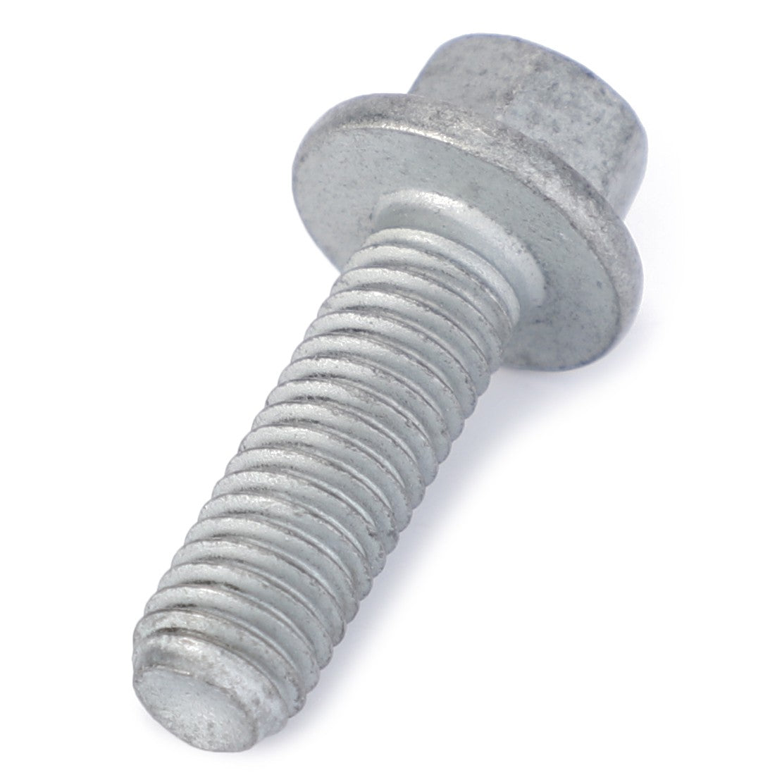 Close-up image of an AGCO | Hex Head Bolt - F119200510070, featuring a metallic hexagonal head and threaded shaft, positioned against a plain white background, reminiscent of the precise engineering found in Fendt Vario tractors.