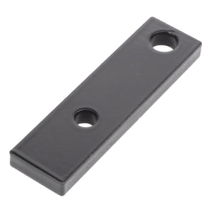 AGCO | SUPPORT - AL5221512: Rectangular black metal plate from AGCO, featuring two centrally positioned circular holes along its length.