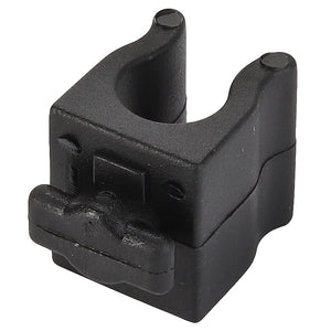 The AGCO product, SPRING - 0.010.0351.0, features a black plastic cable clamp with a U-shaped opening and a tightening screw at the bottom, designed to provide organized and secure cable management. A current product description that closely matches its efficient design is not available.