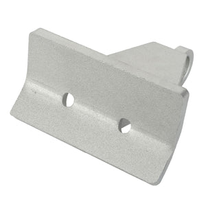 The AGCO | Attachment - Acp0295410 is a metallic bracket designed for mounting or support purposes. It features a rectangular base with two holes. No current product description is available from AGCO.