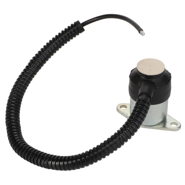 The AGCO | Magnet - F214202710090 is a coiled wired sensor with a metal base and mounting holes, featuring a rubberized cylindrical top. No current product description is available for this product.