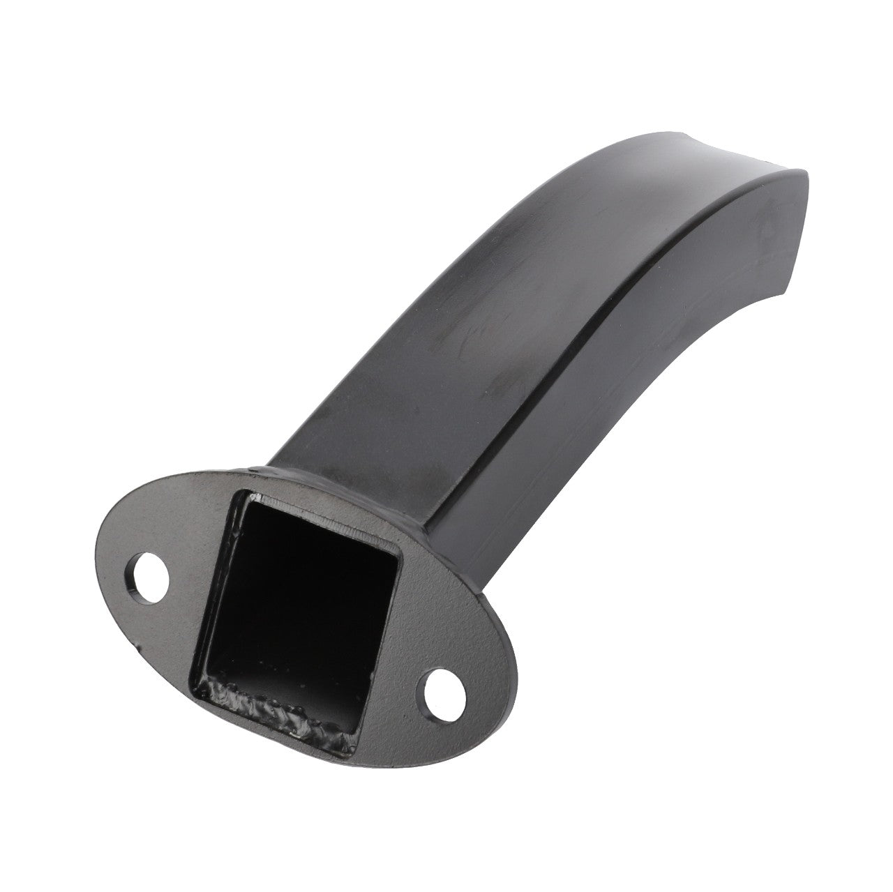 The AGCO Bracket - Acw077429B is a curved black metal bracket featuring a rectangular slot and two circular mounting holes. Currently, there is no additional product description information available.