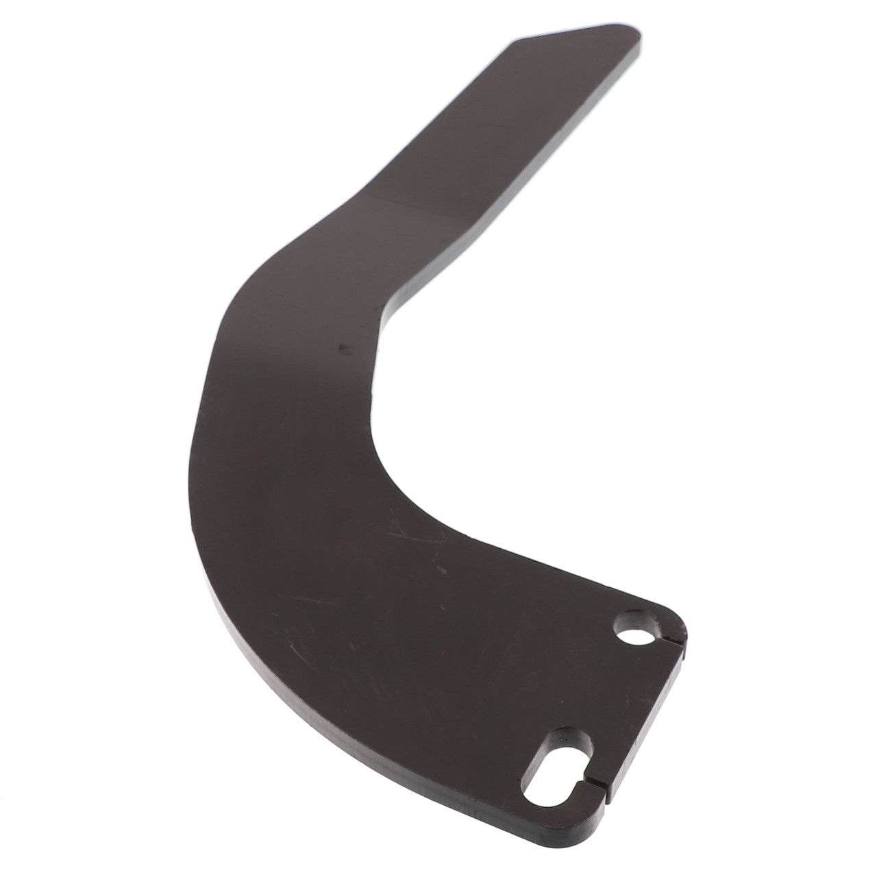 The AGCO Right Hand Cowl - AL10388578 is a black metal bracket featuring a curved shape with two mounting holes on one end. No additional product description information is currently available.