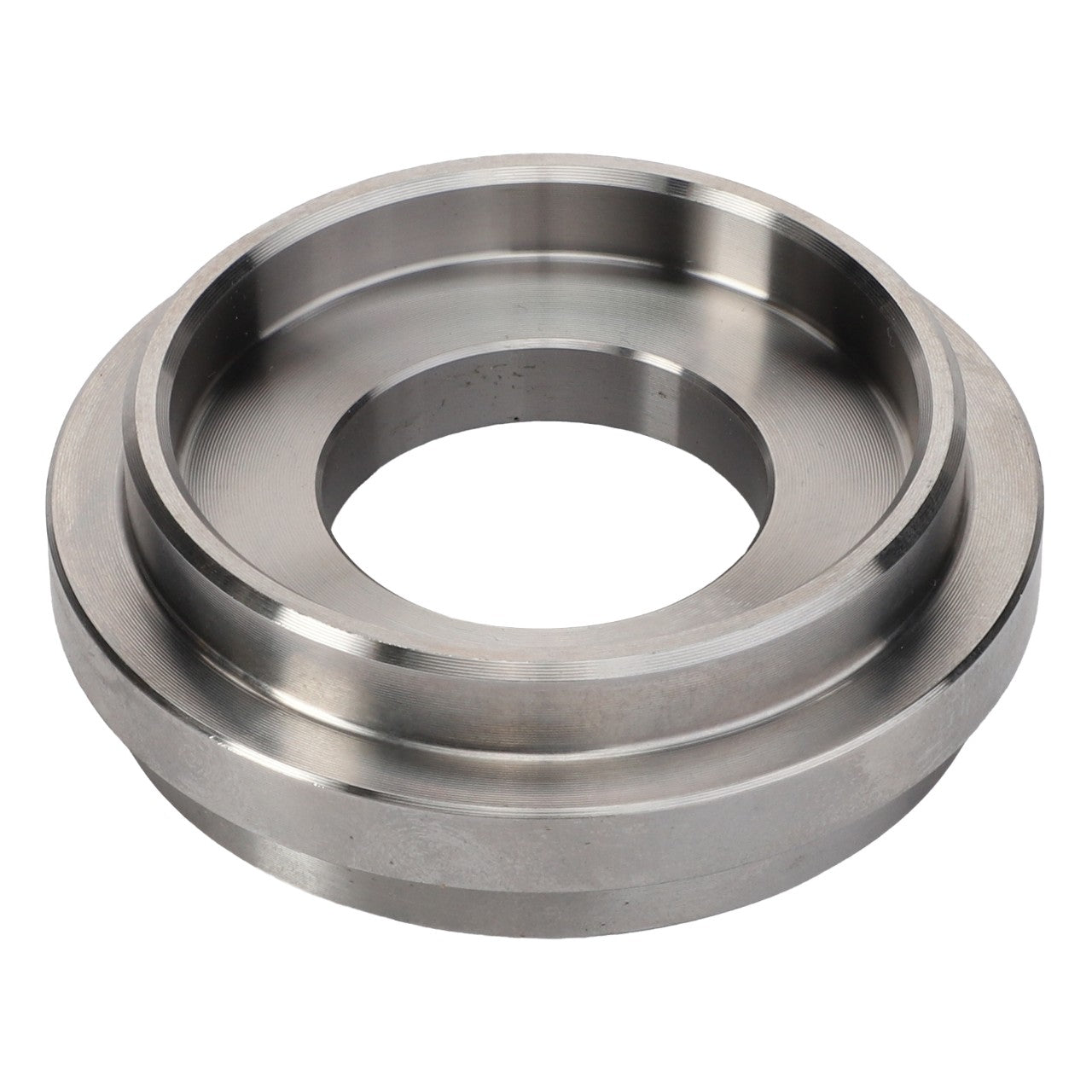 No current product description available for AGCO | Washer - La320655650, a circular metal machined part with a central hole and multiple concentric grooves.