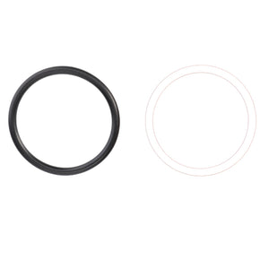 Side-by-side image displaying a black rubber O-ring on the left and a faded white outline of an O-ring on the right, indicating that product description information for the AGCO | SEAL KIT - F716961661010 by AGCO is currently unavailable.