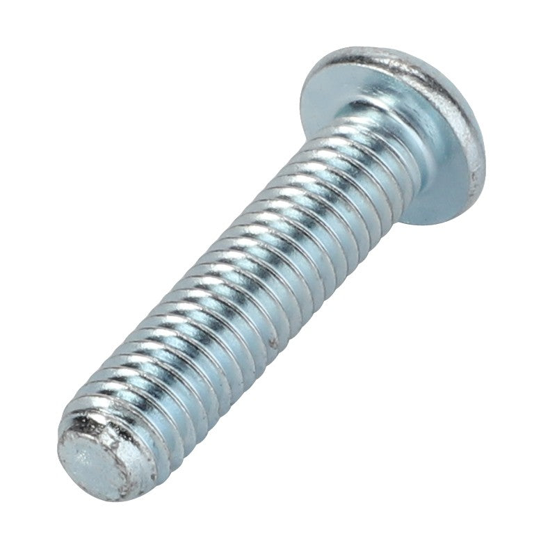 A shiny, silver metal screw with a flat, round head and threaded body, shown against a white background—perfect for maintenance on Massey Ferguson models. The product is named AGCO Screw - 4379955M1 by the brand AGCO.