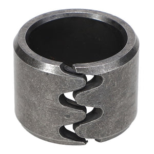 The AGCO Bearing Bush - Acp0018930 is a metal coupling with a split design, featuring serrated edges on both sides for a secure fit. No current product description available.