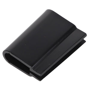 Check out the AGCO | Cover - Acp0295300, a sleek and functional black, rectangular plastic clip with a slot on one side.