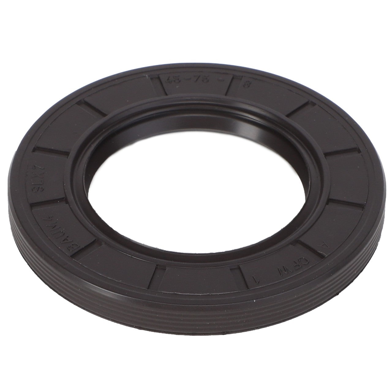 A black circular oil seal with markings around the outer edge, known as the AGCO | Seal - 700732298 by AGCO. No current product description available.