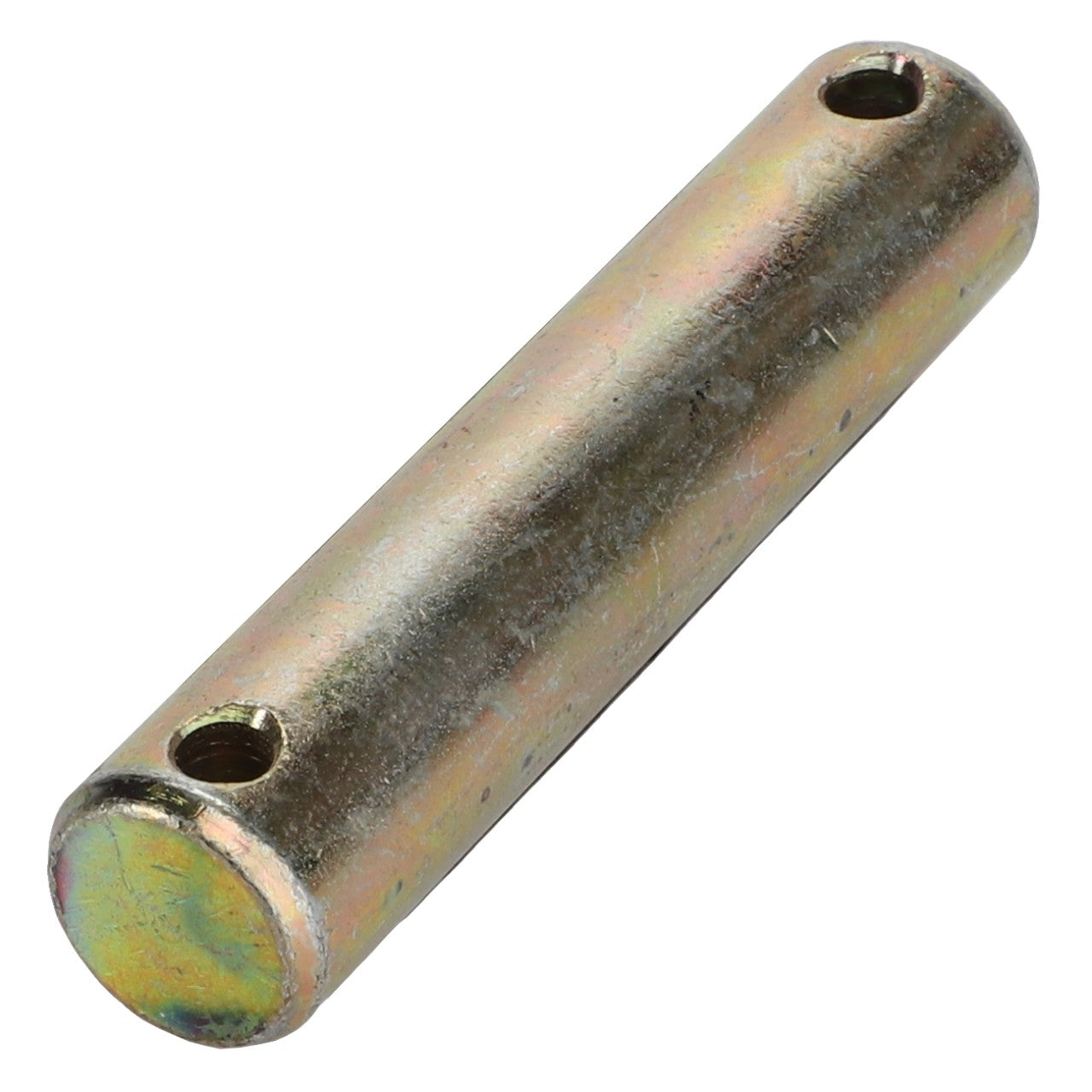 No current product description is available for the AGCO | Bolt - Fel152916, a cylindrical metal rod with two holes near its ends, though it appears to be a mechanical component.