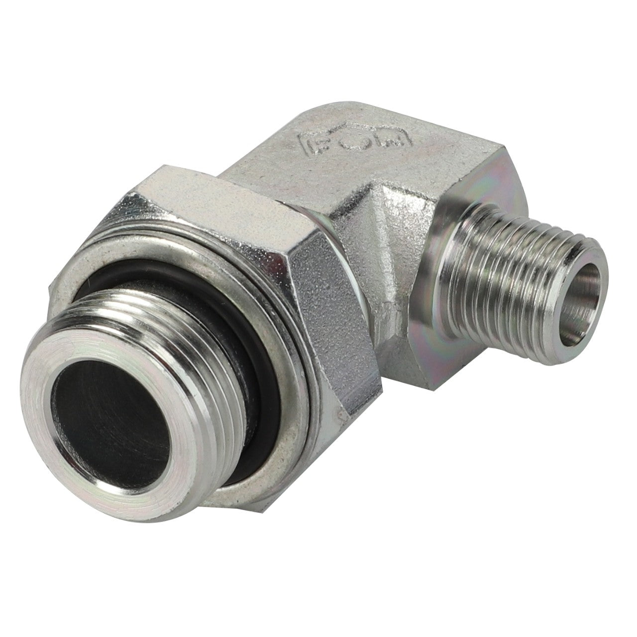 A metallic 90-degree elbow pipe fitting designed for joining two pipes at a right angle, branded as AGCO and referred to as Union - Acw0532480, currently has no information available.