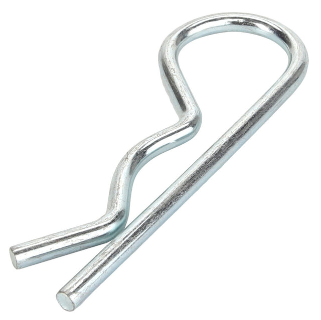 Close-up view of the AGCO Pin - Acp0029750, a silver R-clip from AGCO, used to secure the ends of round shafts. No current product description available.