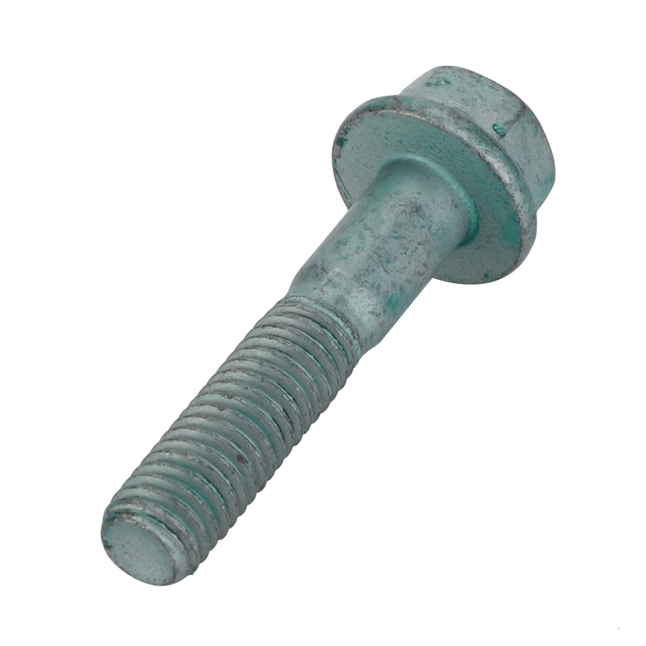 A close-up image of an AGCO Hex Flange Capscrew - F530200210160 with a rusted hex head and partially threaded shaft. No product description available.