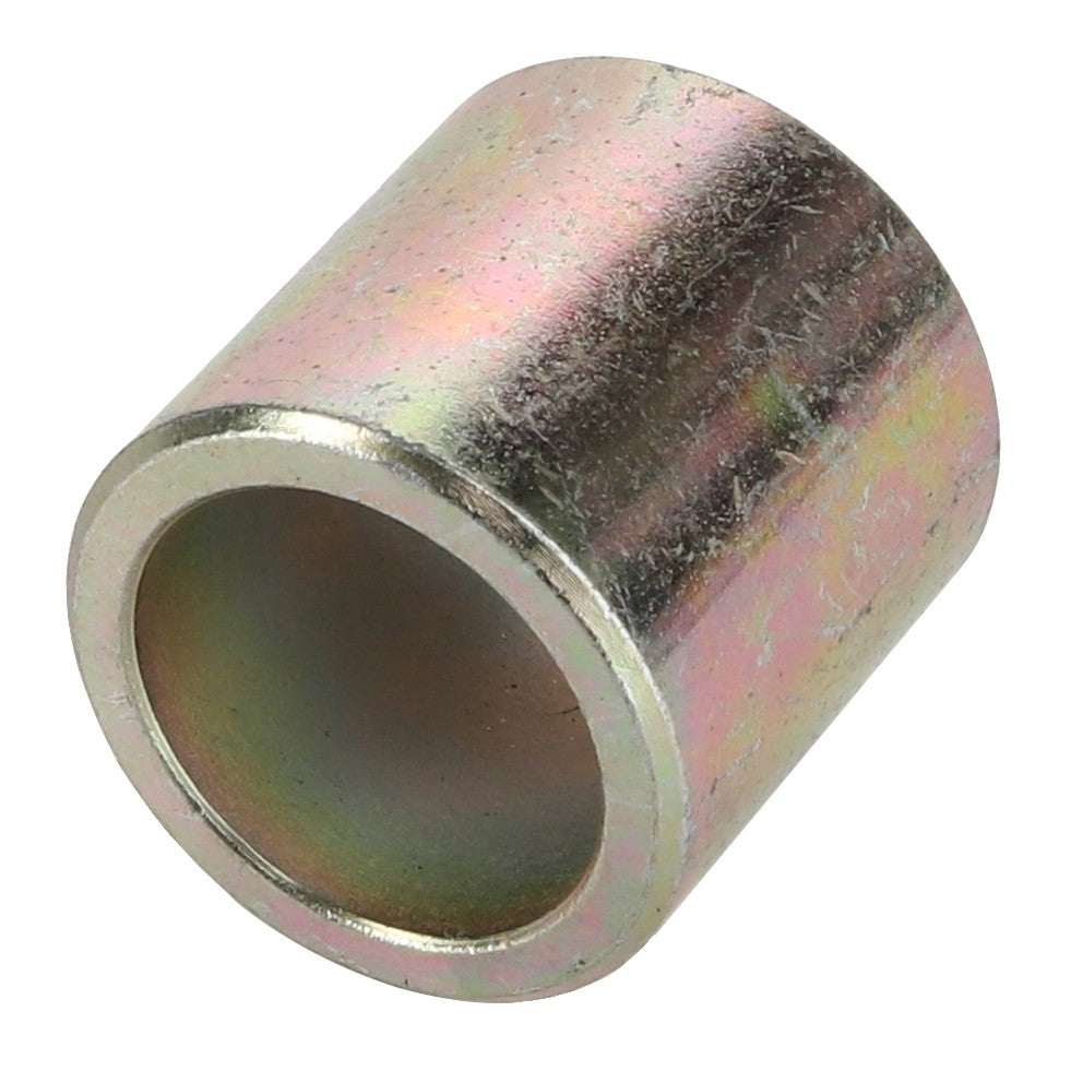 The AGCO Spacer - D28780224 is a cylindrical metal spacer with a hollow center and a slightly reflective, multi-colored surface, making it perfect for use in various Fendt models.