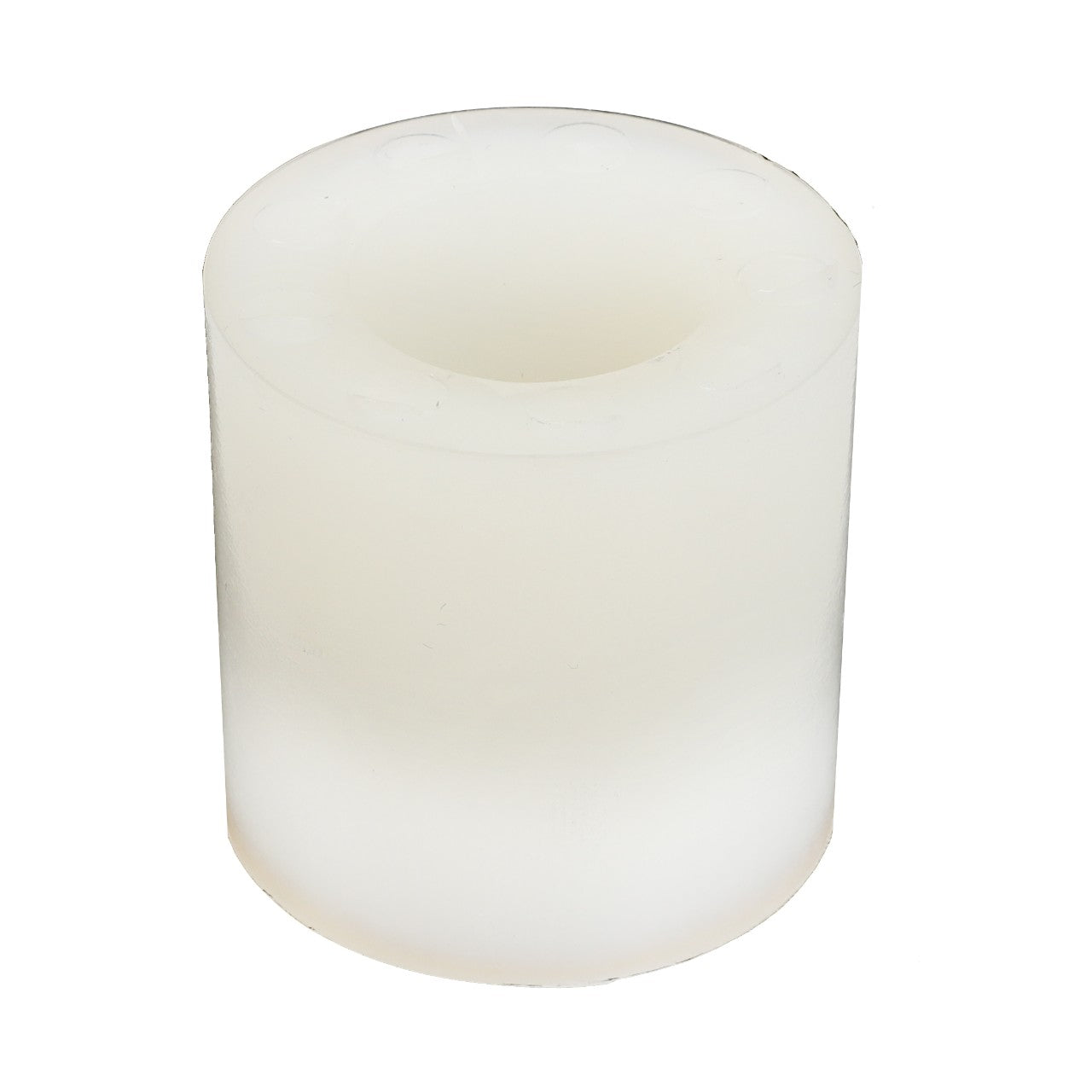 The AGCO Silent Block, Shaking Shoe - D28480268 is a cylindrical, translucent white solid object with a hollow center, resembling a short, solid tube, designed for peak efficiency to ensure maximum uptime.