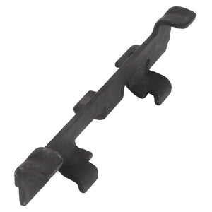 A black metal clip with four curved hooks designed for holding or securing objects, named the AGCO | NOTCH LEVER - F716501030330 by AGCO, is currently listed as having no available product description information.